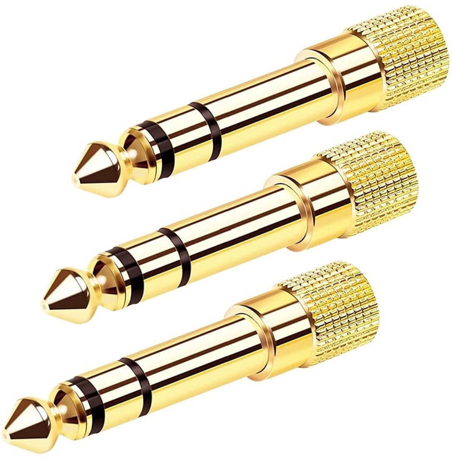 Crystonics Gold Plated (Pack of 3) 6.35mm TRS Male Plug To 3.5mm
