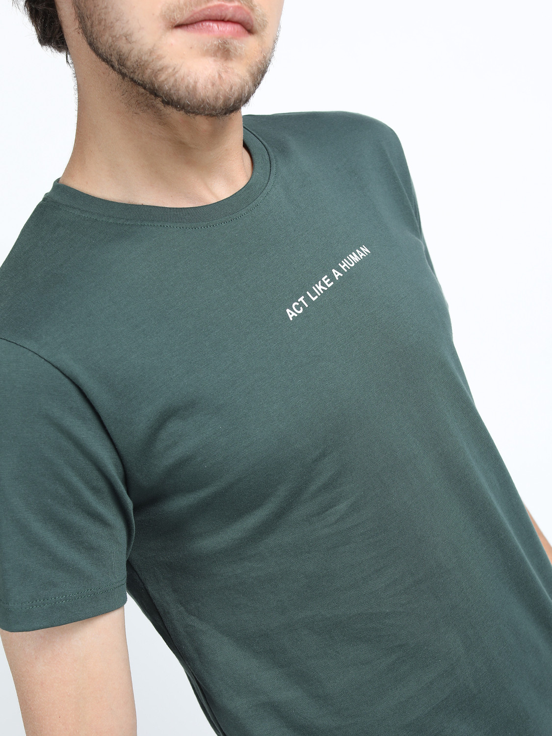 Image of HIGHLANDER Printed Men Round Neck Green T-Shirt