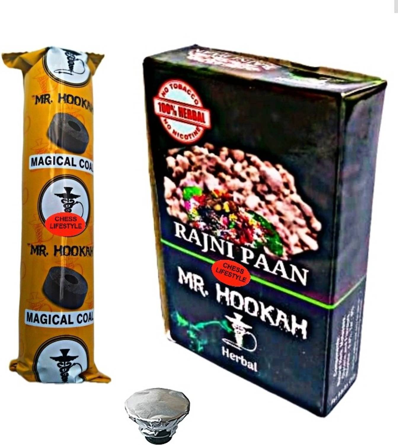 CHESS Lifestyle mr. hookah charcoal and foil paper rajni paan flavour Hookah Charcoals