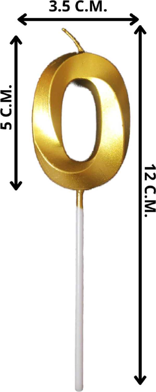 Image of Party Decorz Number 0 Metallic Gold Candle / Zero Number Candle For Cake Decoration Candle
