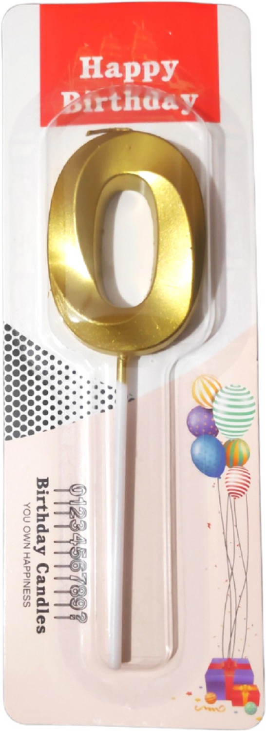 Image of Party Decorz Number 0 Metallic Gold Candle / Zero Number Candle For Cake Decoration Candle