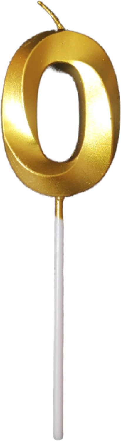 Image of Party Decorz Number 0 Metallic Gold Candle / Zero Number Candle For Cake Decoration Candle