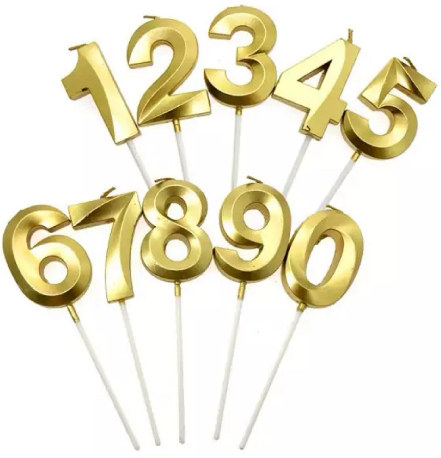 Image of Party Decorz Number 0 Metallic Gold Candle / Zero Number Candle For Cake Decoration Candle