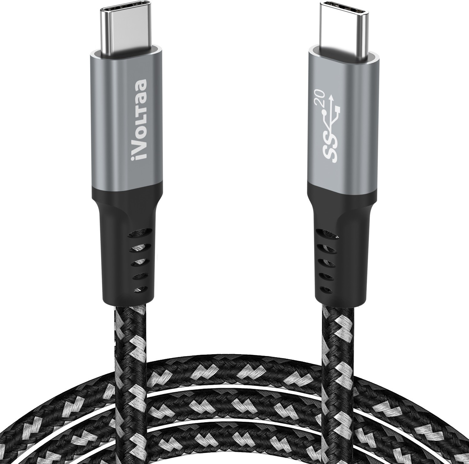 Image of iVoltaa USB Type C Cable 5 A 1 m 20 Gbps USB 3.2 Gen2 100W PD Charging 4K HDR with E-Marker Chip USB-C Cable