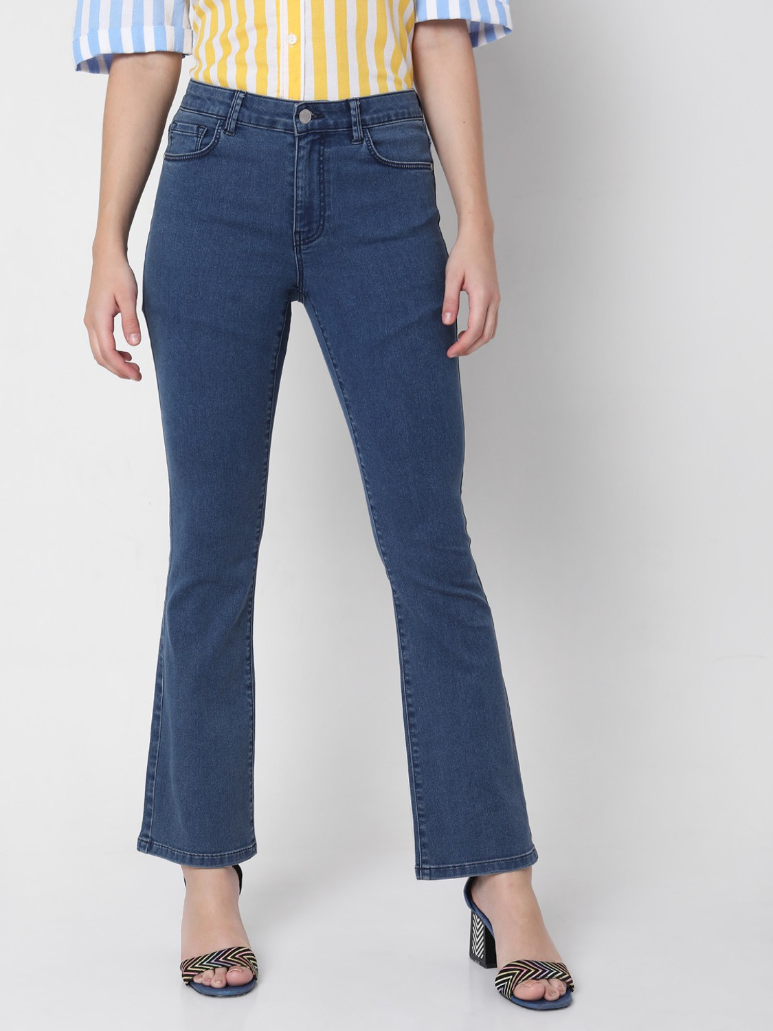 Image of VERO MODA Flared Women Blue Jeans