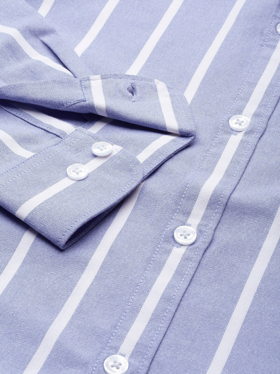 Image of INVICTUS Men Striped Casual Blue Shirt