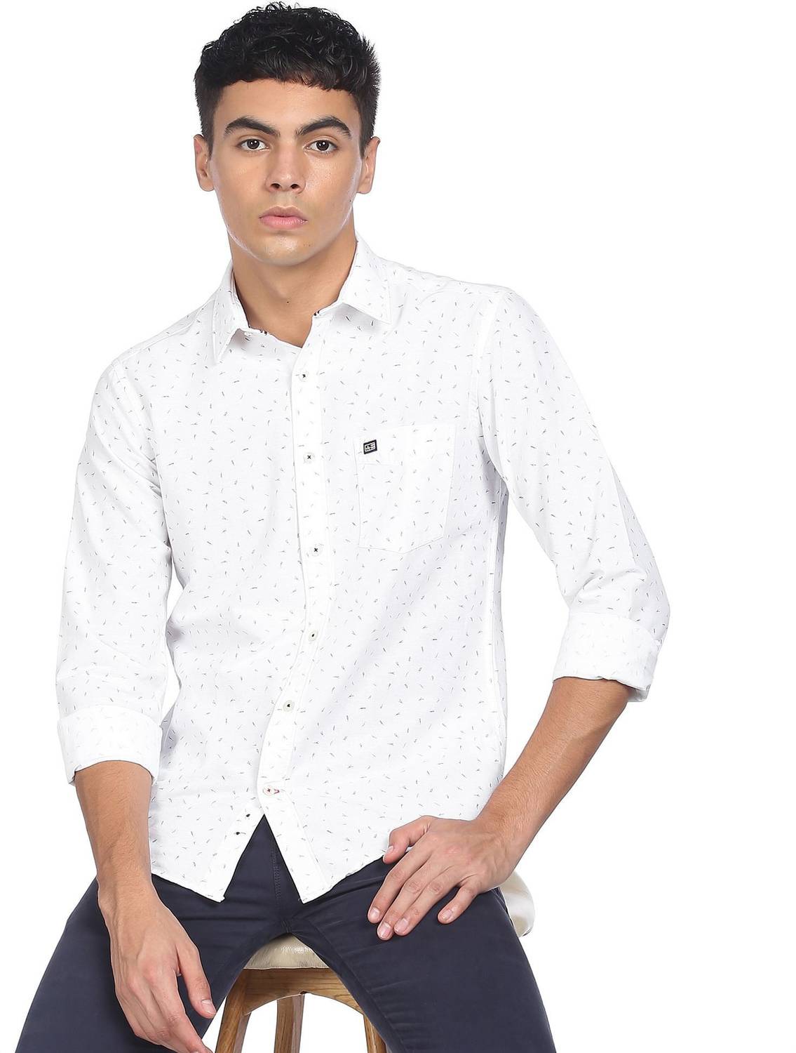 Arrow Sport Men Printed Casual White Shirt