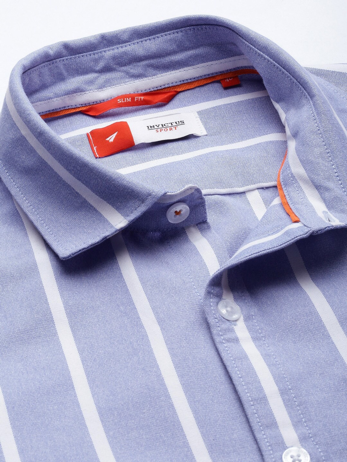 Image of INVICTUS Men Striped Casual Blue Shirt