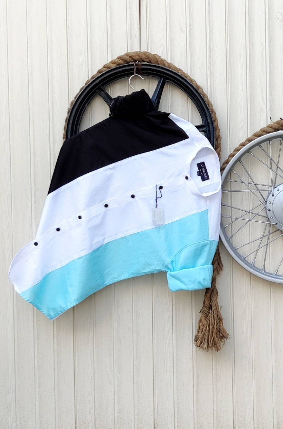 Easy Shop Men Solid Casual Light Blue, White, Black Shirt