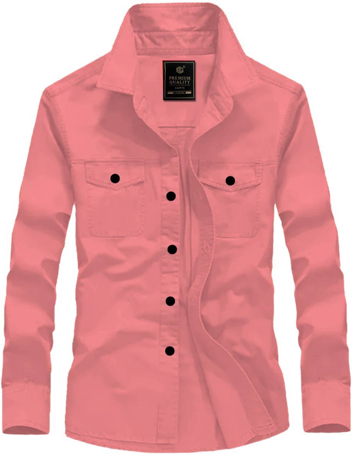 GreenFlair Men Solid Casual Pink Shirt