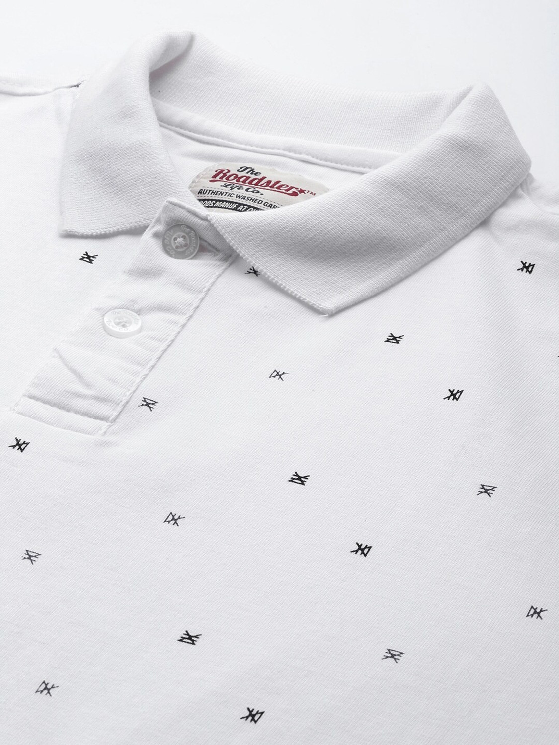 Image of Roadster Printed Men Polo Neck White T-Shirt