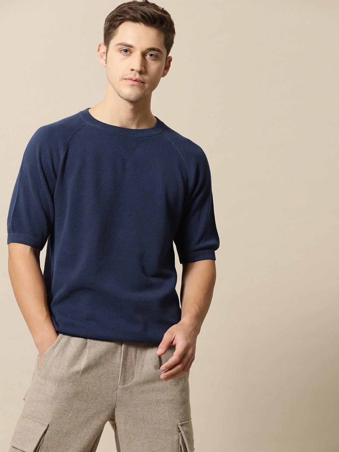 Image of Mr Bowerbird Self Design Men Round Neck Grey T-Shirt