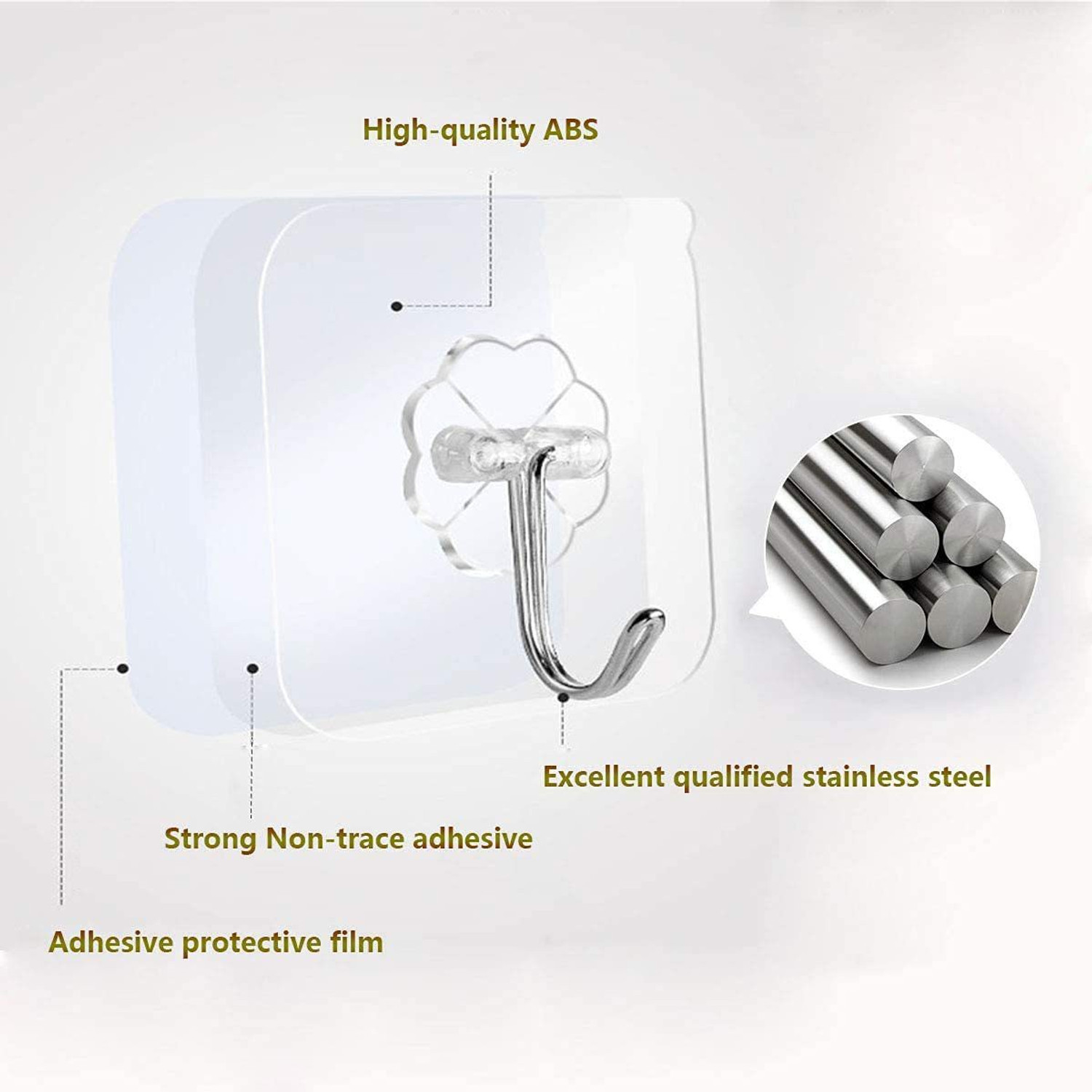 Image of RAVARIYA Set of 15 Adhesive Hooks for Wall Heavy Duty Self Adhesive Wall Hooks Hook 15