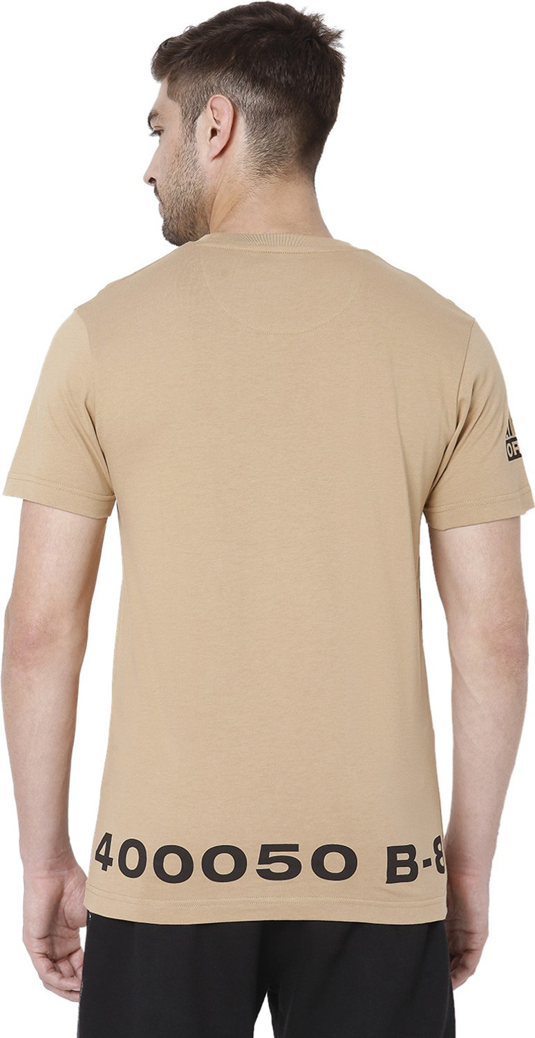 Image of MUFTI Typography Men Round Neck Beige T-Shirt