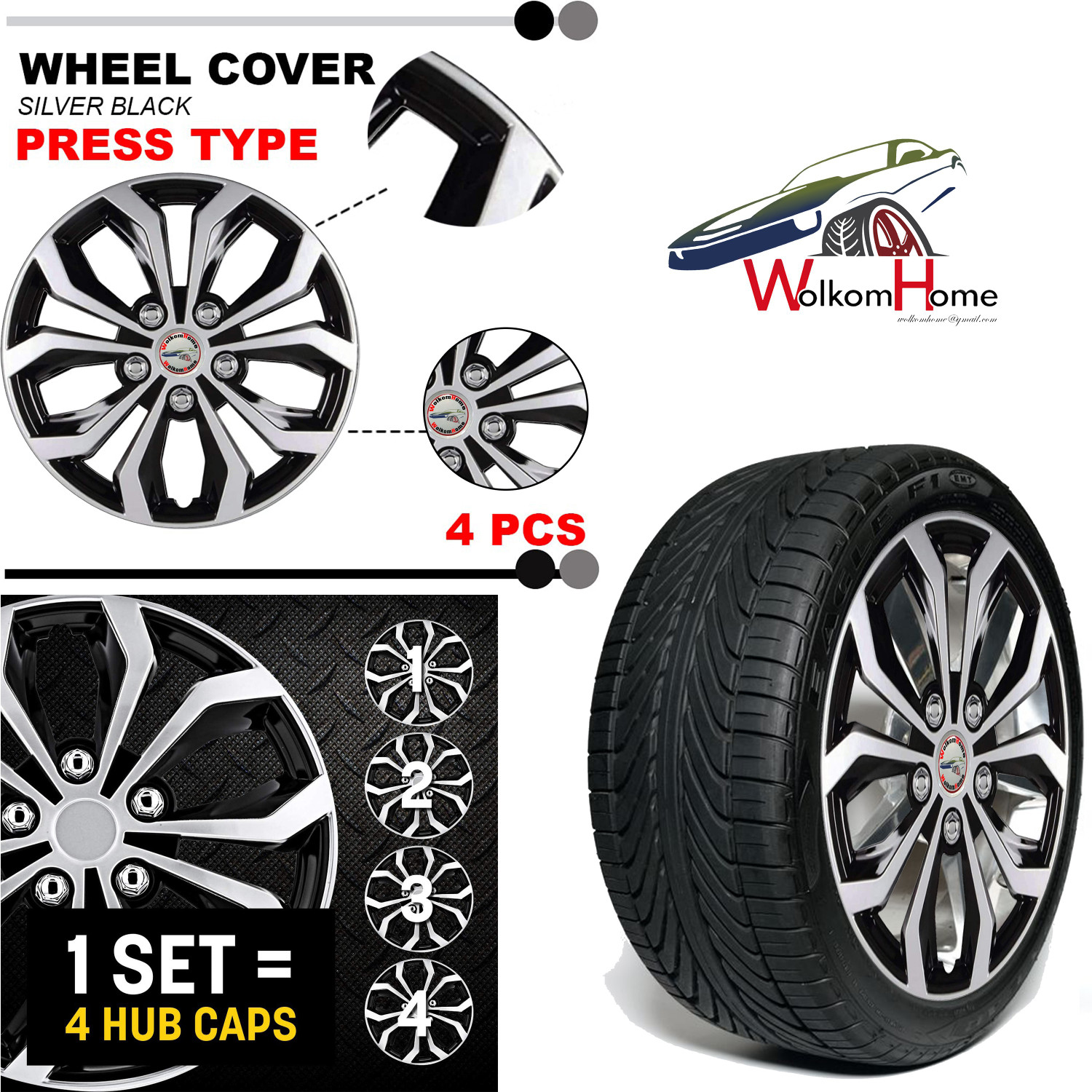 Image of WolkomHome Car Wheel cap, Hub Cap Wheelcover 16 Inch Wheel Cover Wheel Cover For Mahindra Bolero