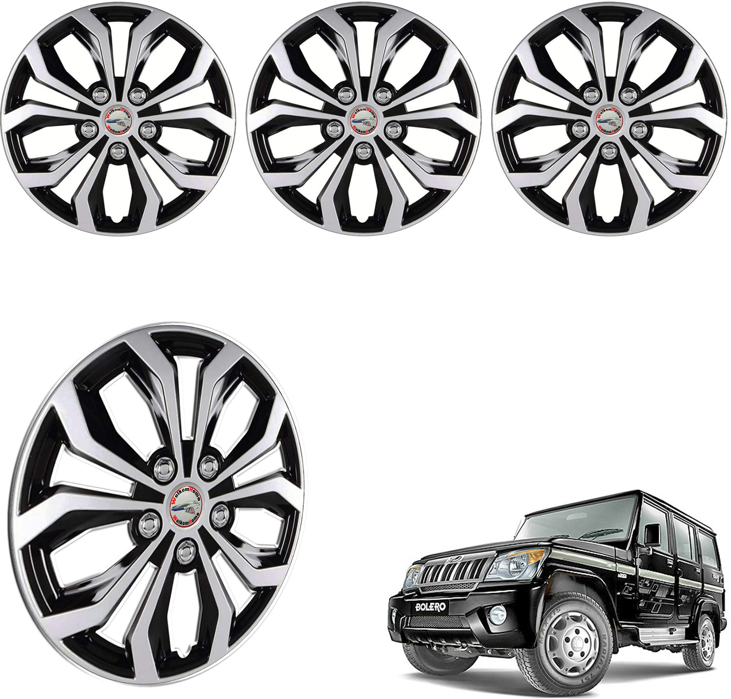 Image of WolkomHome Car Wheel cap, Hub Cap Wheelcover 16 Inch Wheel Cover Wheel Cover For Mahindra Bolero