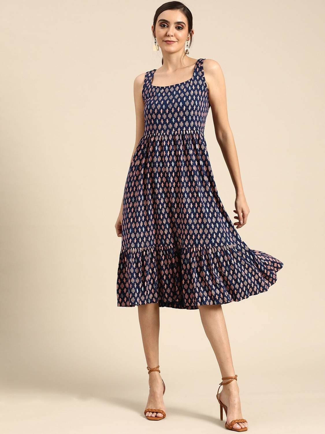 all about you Women A-line Dark Blue Midi/Calf Length Dress