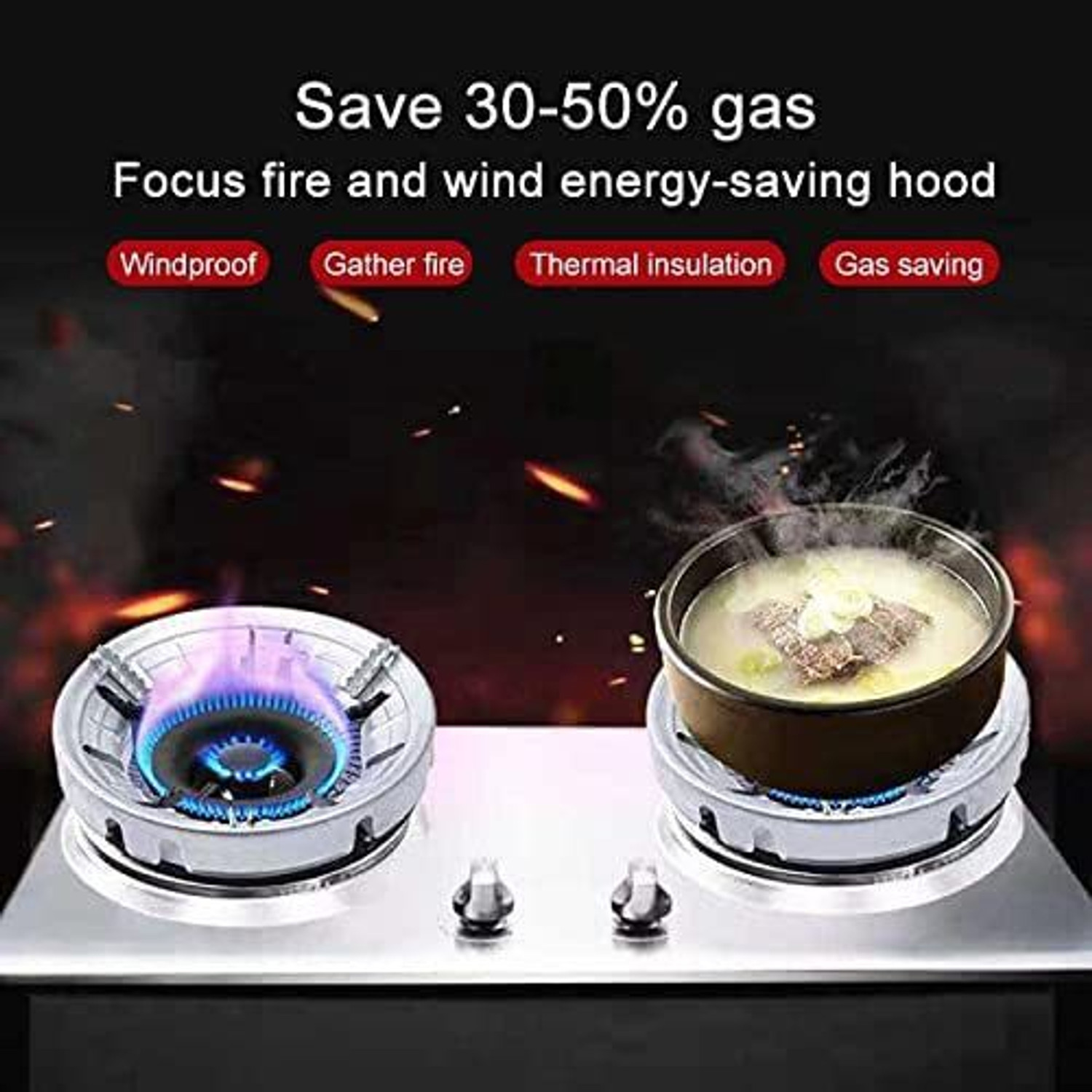 Image of UROPHA Gas Saver Burner Stand,Home Gas Stove Fire&Windproof Energy Saving Stand(Setof2) 0.2 kg Roaster