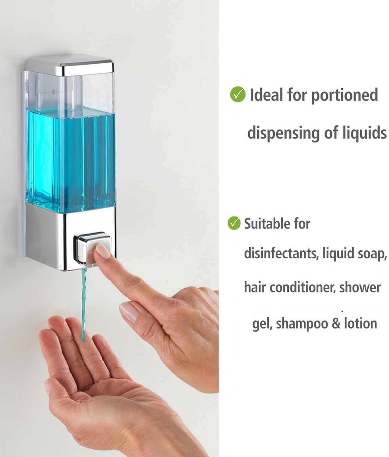Image of Bath Guru Transparent Wall Mounted Sanitizer Handwash 350 ml Liquid, Soap, Shampoo, Conditioner, Lotion, Gel Dispenser