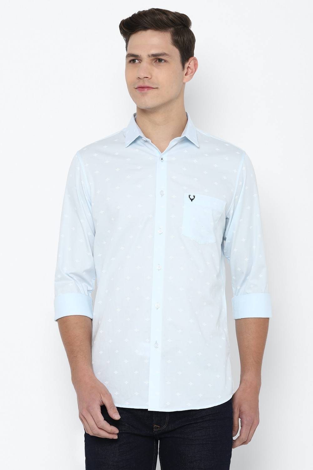 Allen Solly Men Solid Casual Blue Shirt