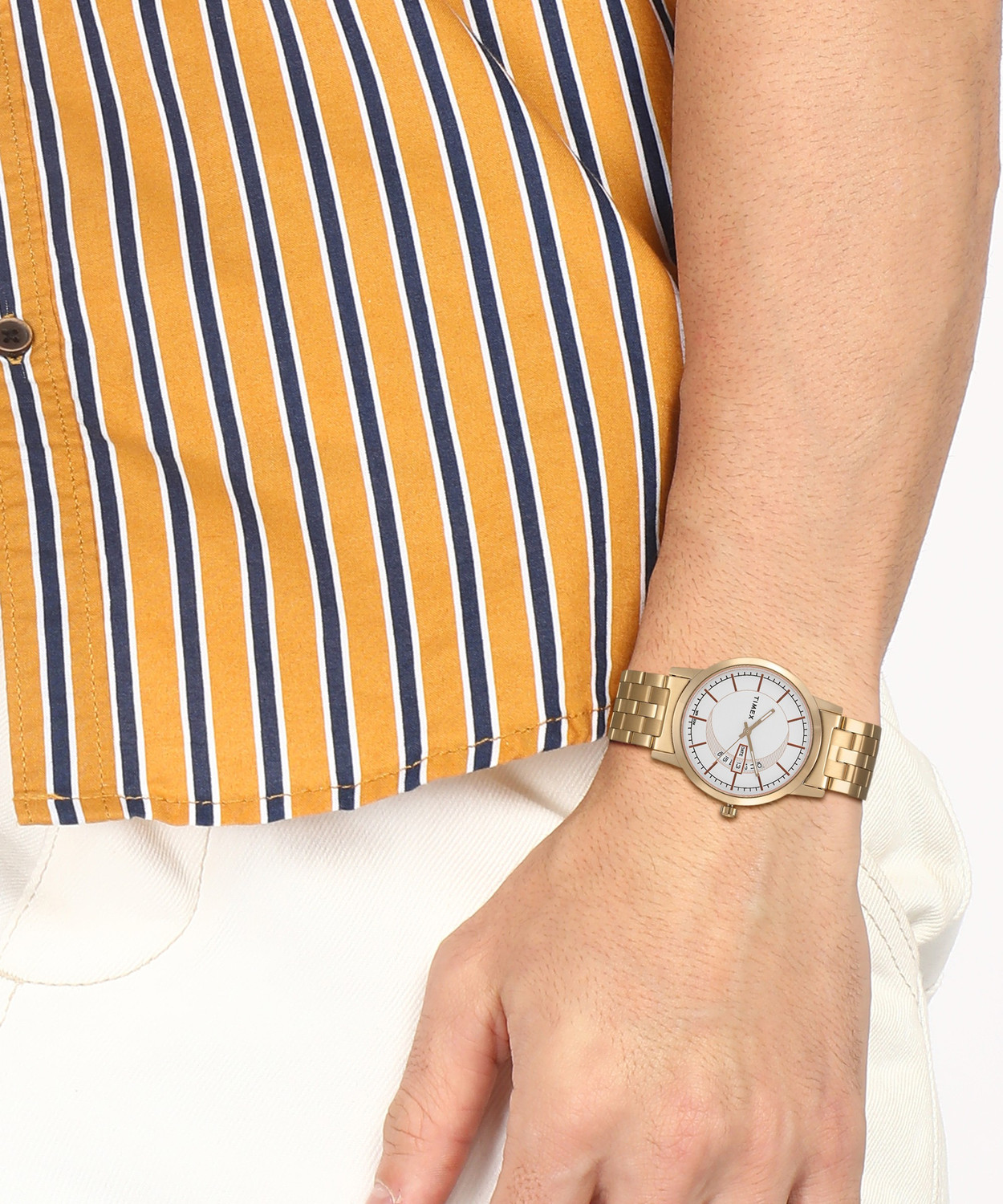 Image of TIMEX Round 39mm Silver Dial Analog Watch - For Couple