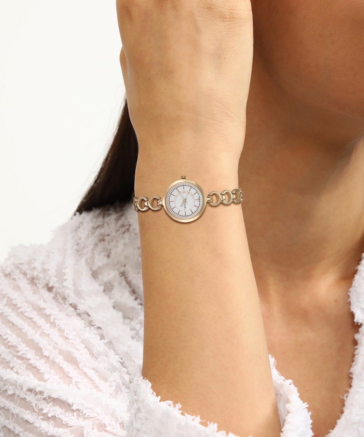 Image of TIMEX Round 39mm Silver Dial Analog Watch - For Couple