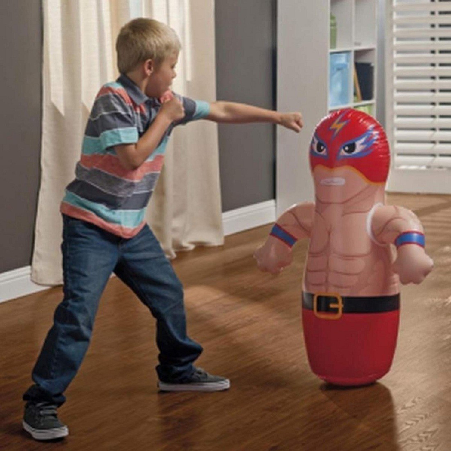 Image of Vibgyor Products Hit Me Toy for Kids 3-D Inflatable Bouncer Hero Toy Inflatable Inflatable Toy Pump