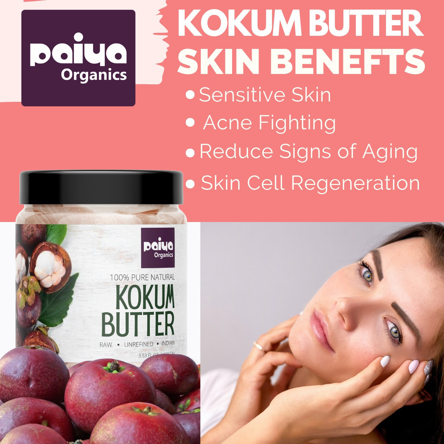 Image of paiya organics Kokum butter Unrefined Indian Great for Hair & Skin Care, Stretch mark, Sunburn