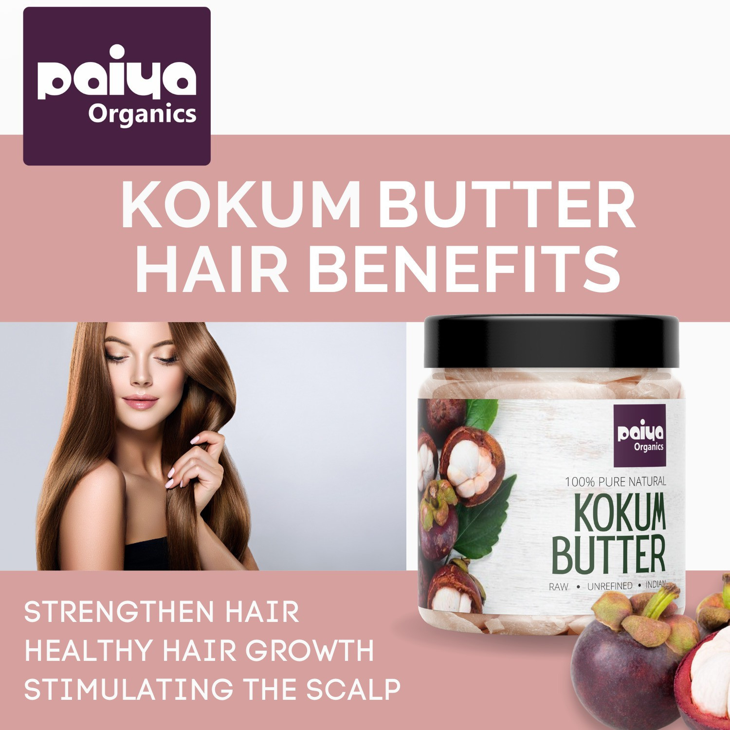 Image of paiya organics Kokum butter Unrefined Indian Great for Hair & Skin Care, Stretch mark, Sunburn