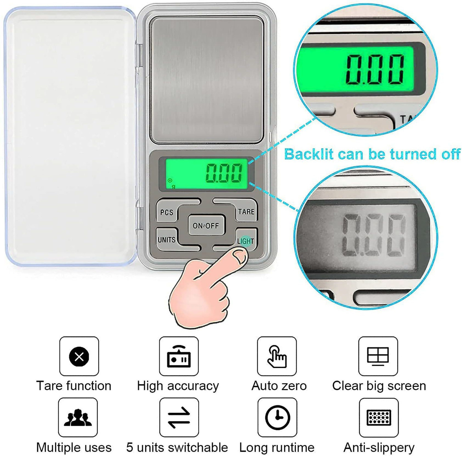 Image of thermomate Pocket Weight Scale Digital Jewellery /Chem /Kitchen weighing machime Weighing Scale (Silver)