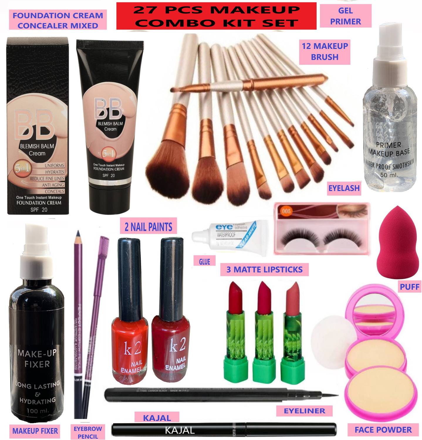 INWISH MAKEUPKIT COMBO PACK OF WITH ALL PRODUCTS SET OF 27L-3