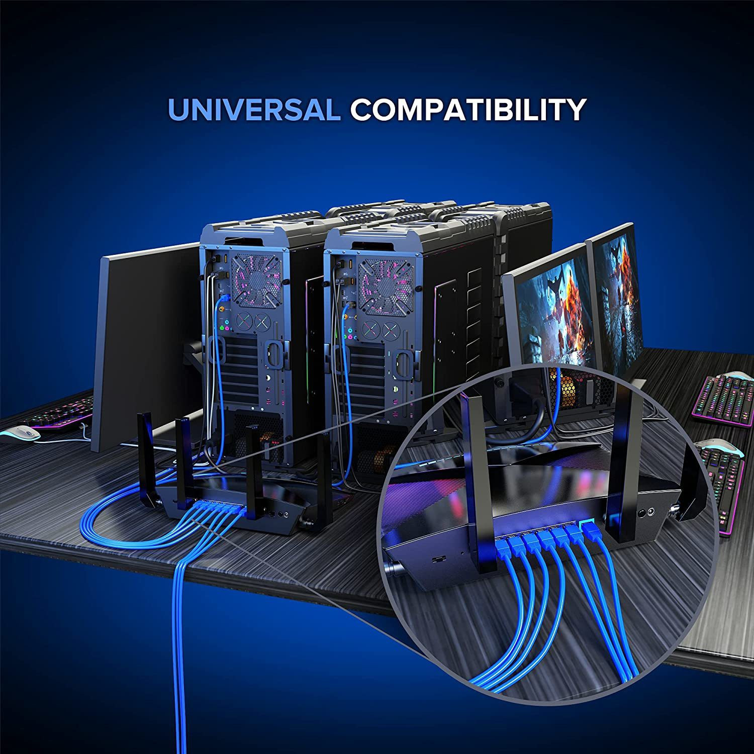 Image of Fedus Ethernet Cable 3 m Cat6 Ethernet Cable, 3M High Speed 550MHZ /10Gigabit Speed UTP LAN Cable Blue