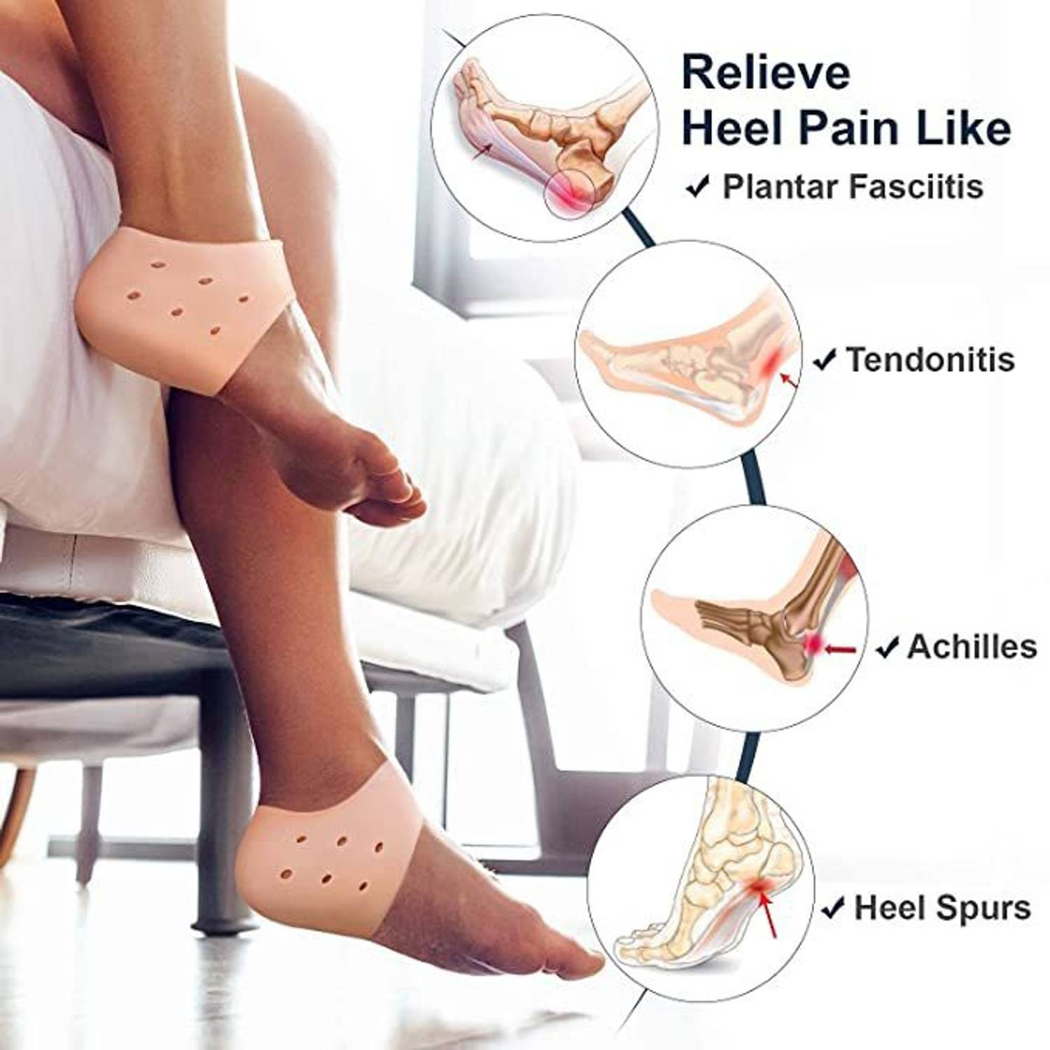 CareHut Massage gel socks Silicone Moisturizing Gel Heel Socks PAD (Pack Of 2)