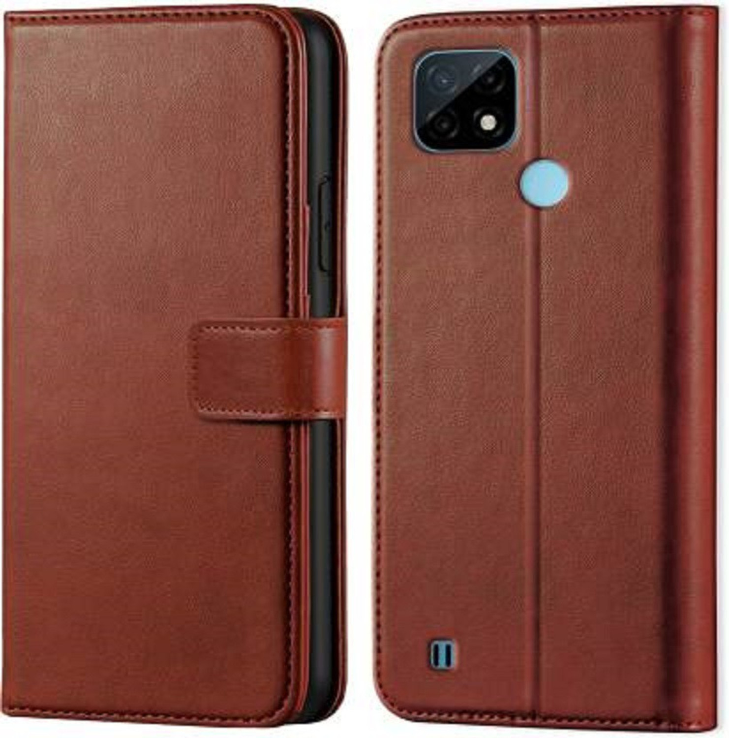 Image of Luxury Counter Flip Cover for Realme C21 Premium Quality |Dual Stiched |Complete Protection| Back Cover