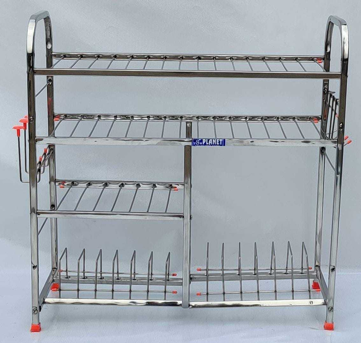 Image of tsw Utensil Kitchen Rack Steel Stainless Steel Kitchen Rack | Dish Rack | Square Pipe Stand (24x24 inches)