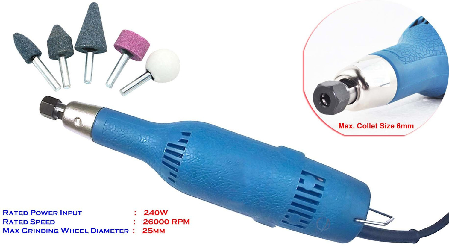 Image of Mass Pro DSJ25 Electric Die Grinder Mini Grinder Metal Polisher Speed 26000 Rpm 6mm Shank Rotary Tool