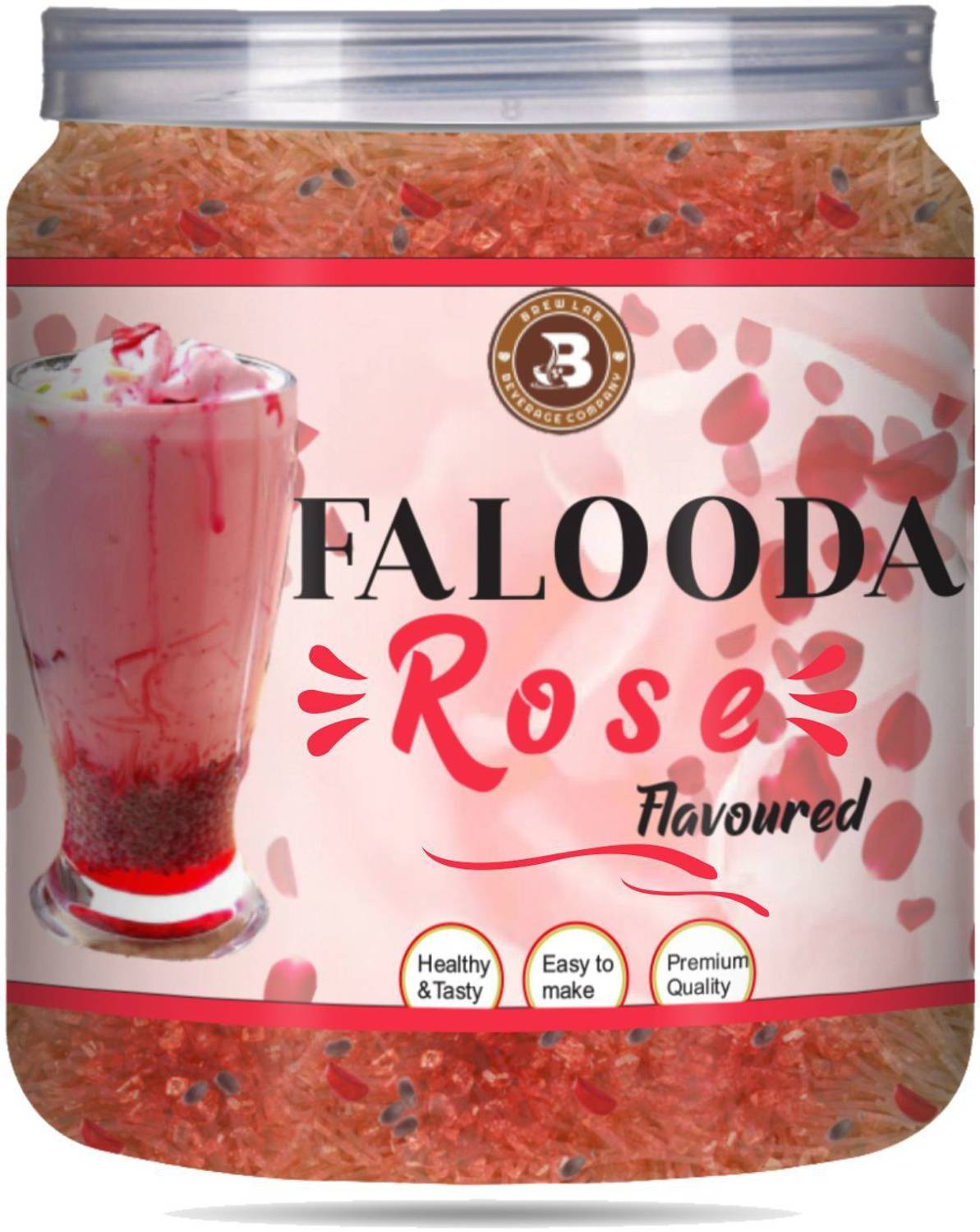 Brew Lab Rose Flavored Falooda | Instant Falooda Mix | Easy to Make Mix it with Milk 250 g