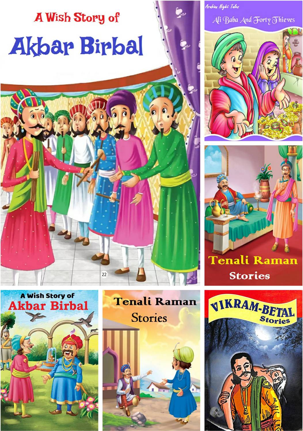 Akbar Birbal, Tenali Raman, Vikram Betal Story Books For Kids | Children's Bedtime Grandma Moral Short Story Books | Classic Illustrated Tales