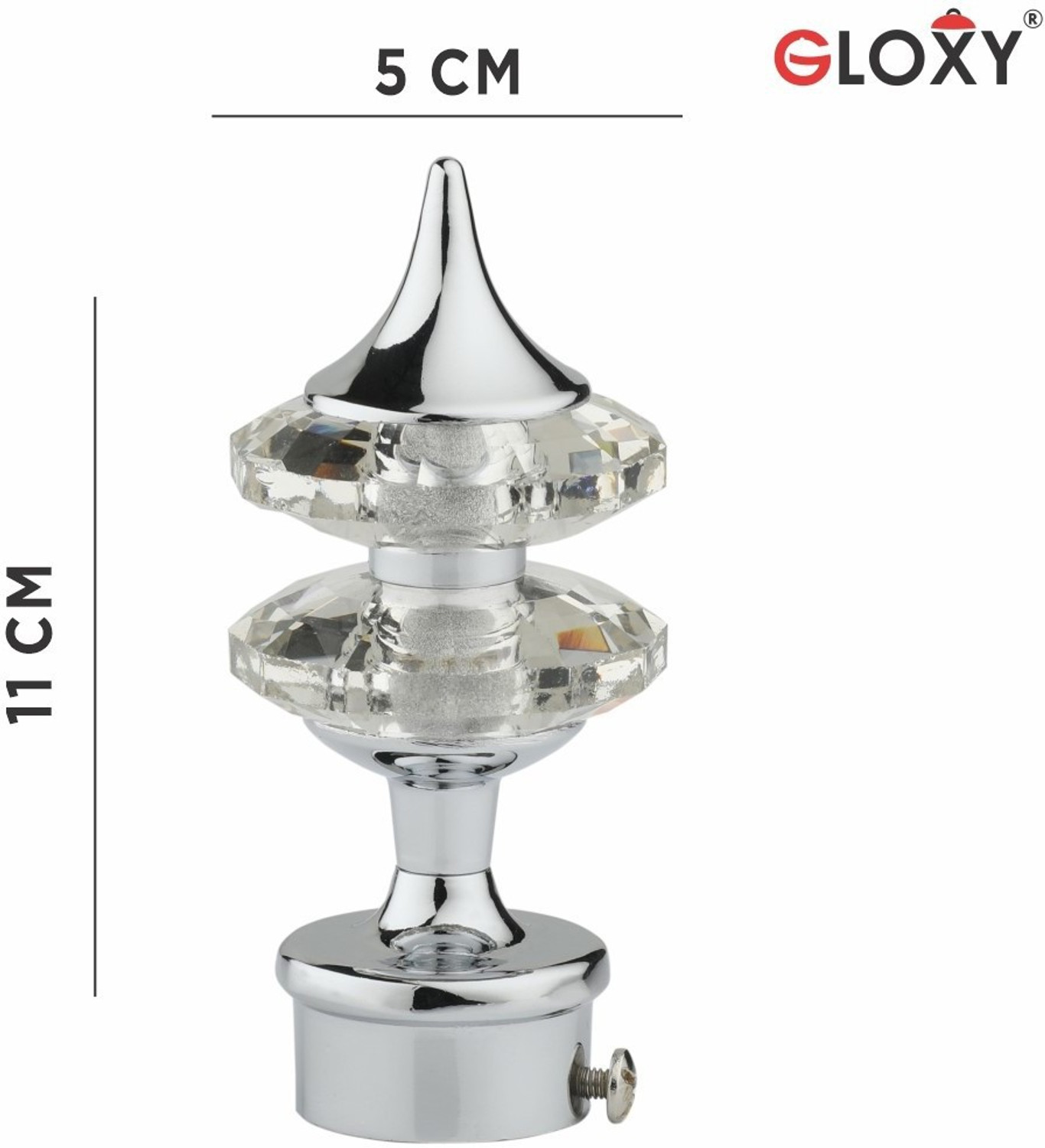 Image of GLOXY Silver Rod Rail Bracket, Curtain Knobs, Curtain Hooks, Curtain Rods Metal