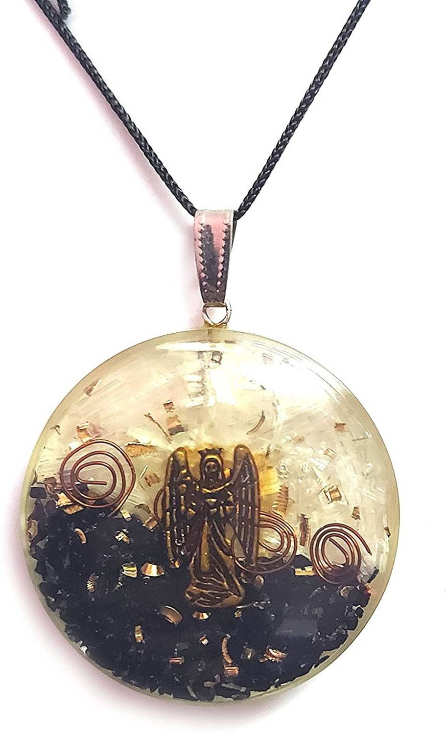 AIR9999 Original Arch Angel Chamuel With Crystal Chips Orgone Pendant For Unisex Crystal Resin Pendant