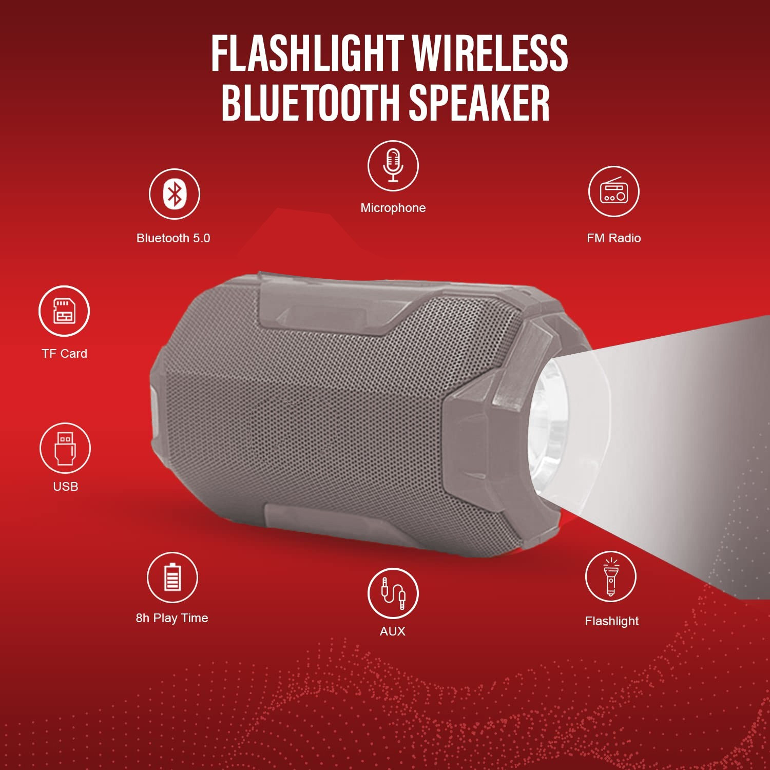 Image of POZUB Wireless Bluetooth Speaker with Flashlight Torch with USB | Mic | Aux | SD Card 10 W Bluetooth Party Speaker (Multocolor, Stereo Channel)