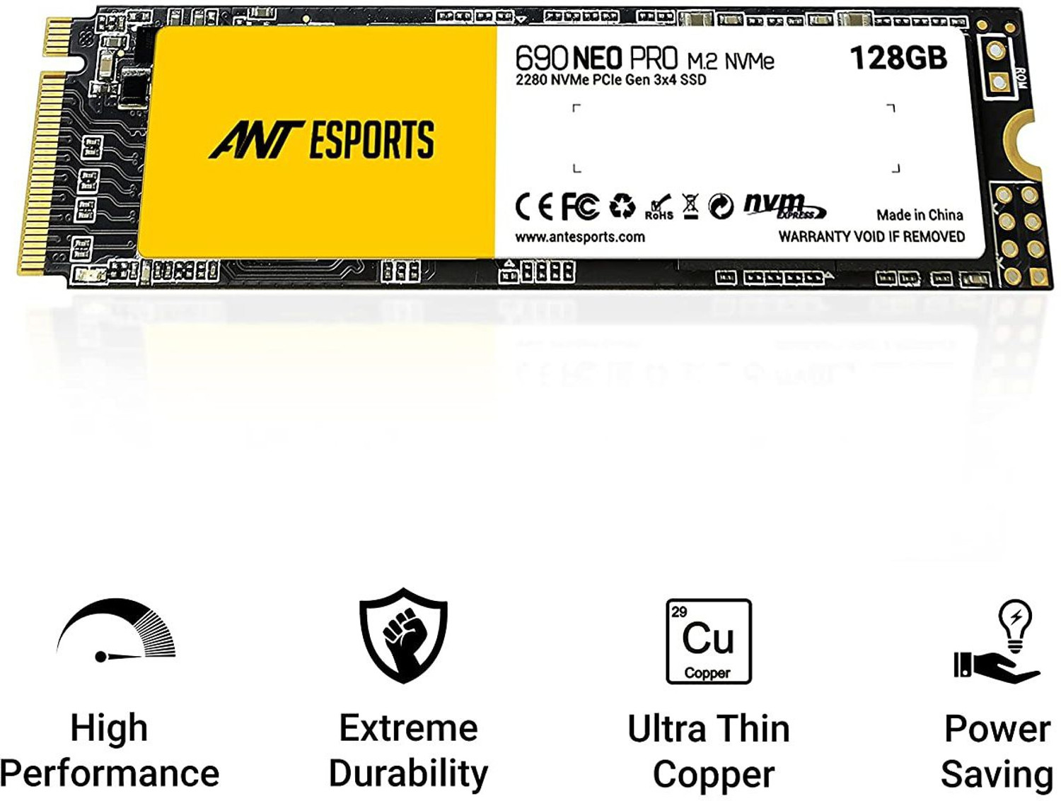 Image of Ant Esports 690 Neo Pro M.2 NVME 128 GB All in One PC's Black PCIe NVMe Internal Solid State Drive (SSD) (90 Neo Pro M.2 NVME)