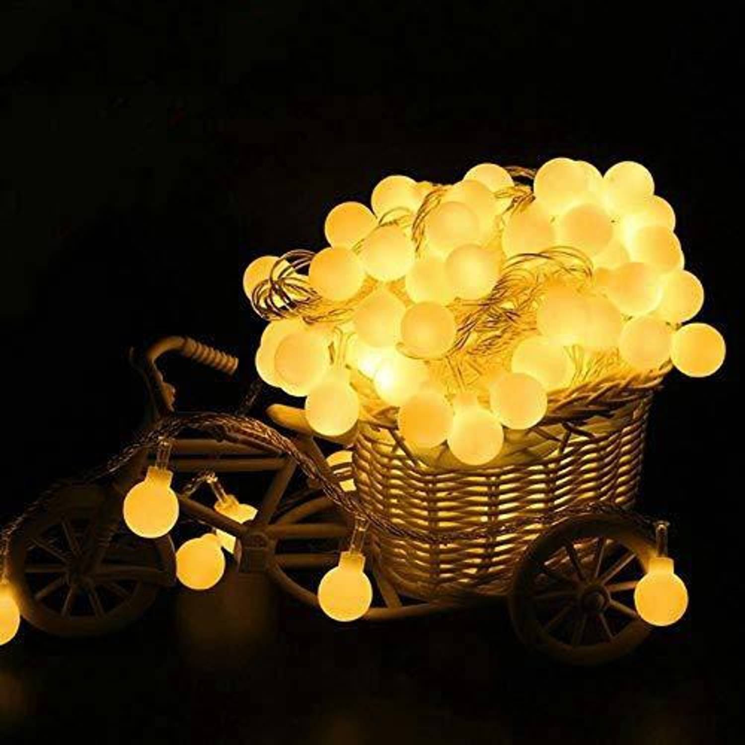 QUACE 16 LEDs 3 m Yellow Steady Ball Rice Lights (Pack of 1)