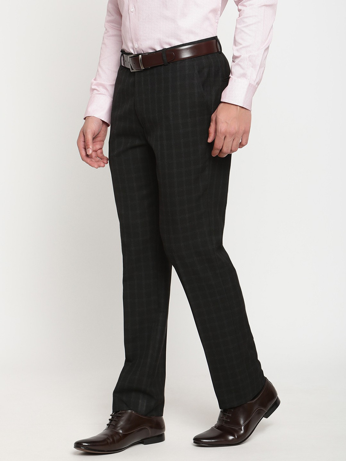 Image of CANTABIL Regular Fit Men Black Trousers