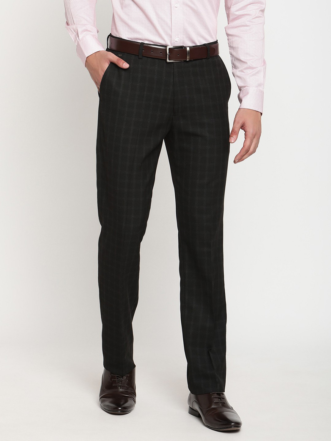 Image of CANTABIL Regular Fit Men Black Trousers