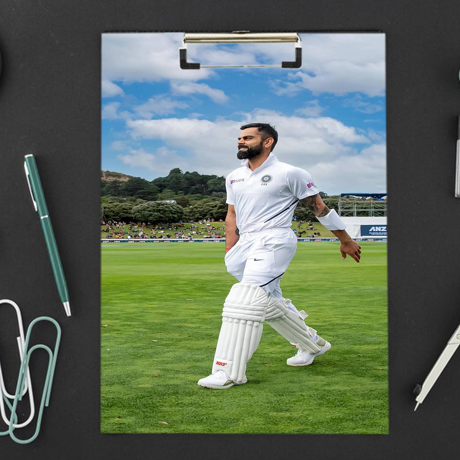 BPDESIGNSOLUTION Virat Kohli Digital Reprint Clip Board Exam Pad (14x9.5 Inches) Premium Quality