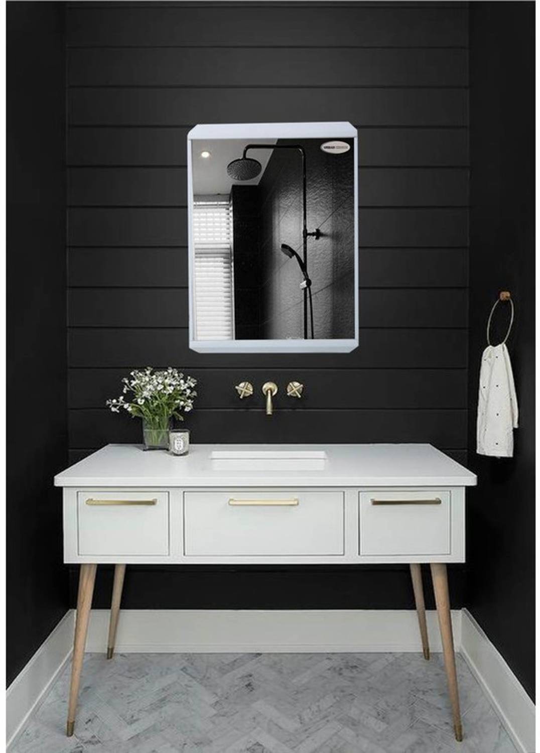 URBAN CHOICE TrueLook Cabinet shelves With Bathroom Mirror (Recta