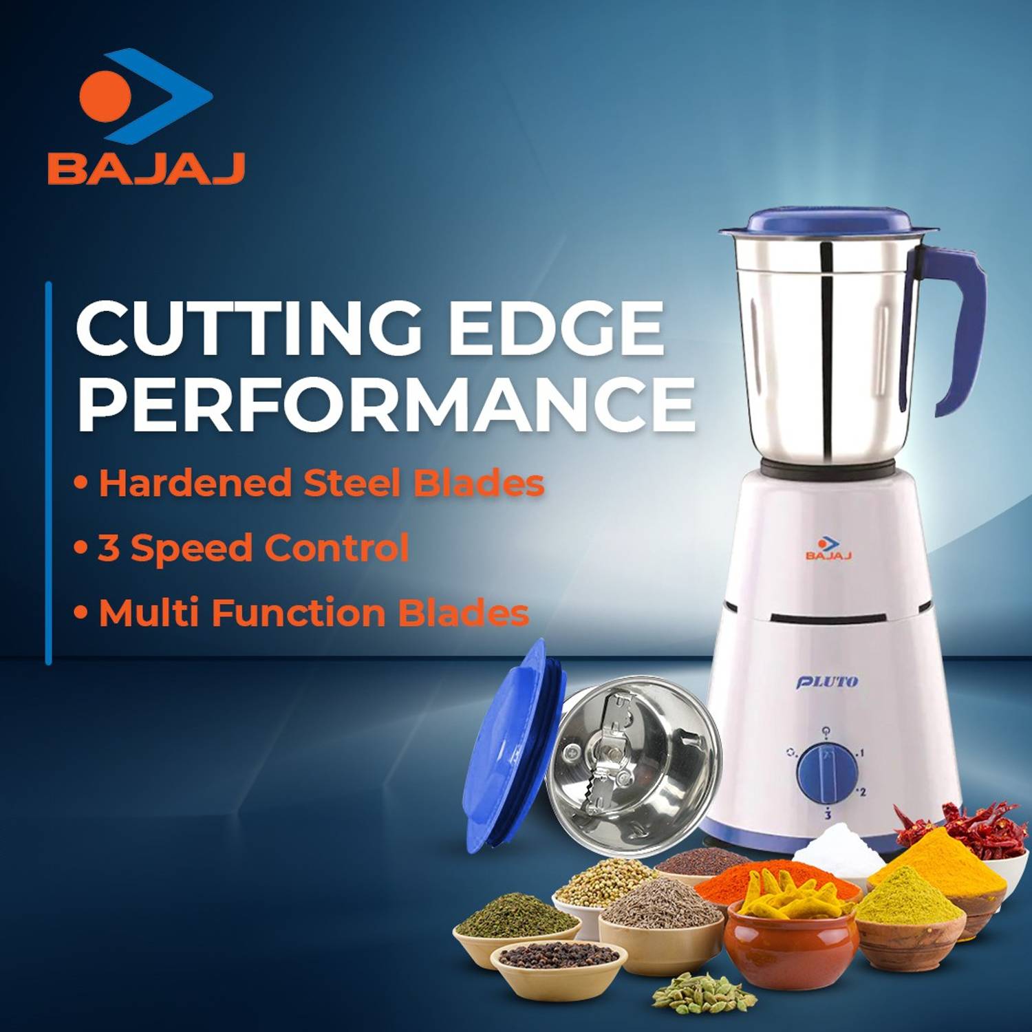 BAJAJ बजाज Pluto 500 W मिक्सर ग्राइंडर - Image 3