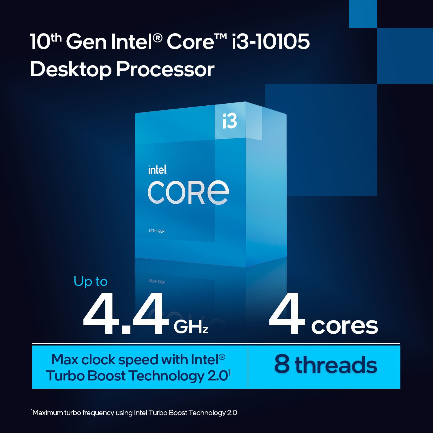 Image of Intel i3-10105 4.4 GHz Upto 4.4 GHz LGA 1200 Socket 4 Cores 8 Threads Desktop Processor