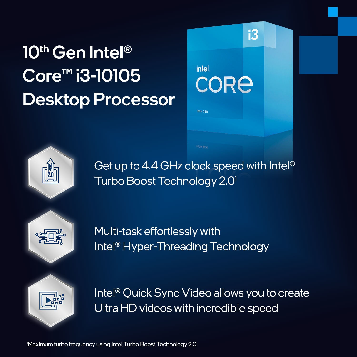 Image of Intel i3-10105 4.4 GHz Upto 4.4 GHz LGA 1200 Socket 4 Cores 8 Threads Desktop Processor